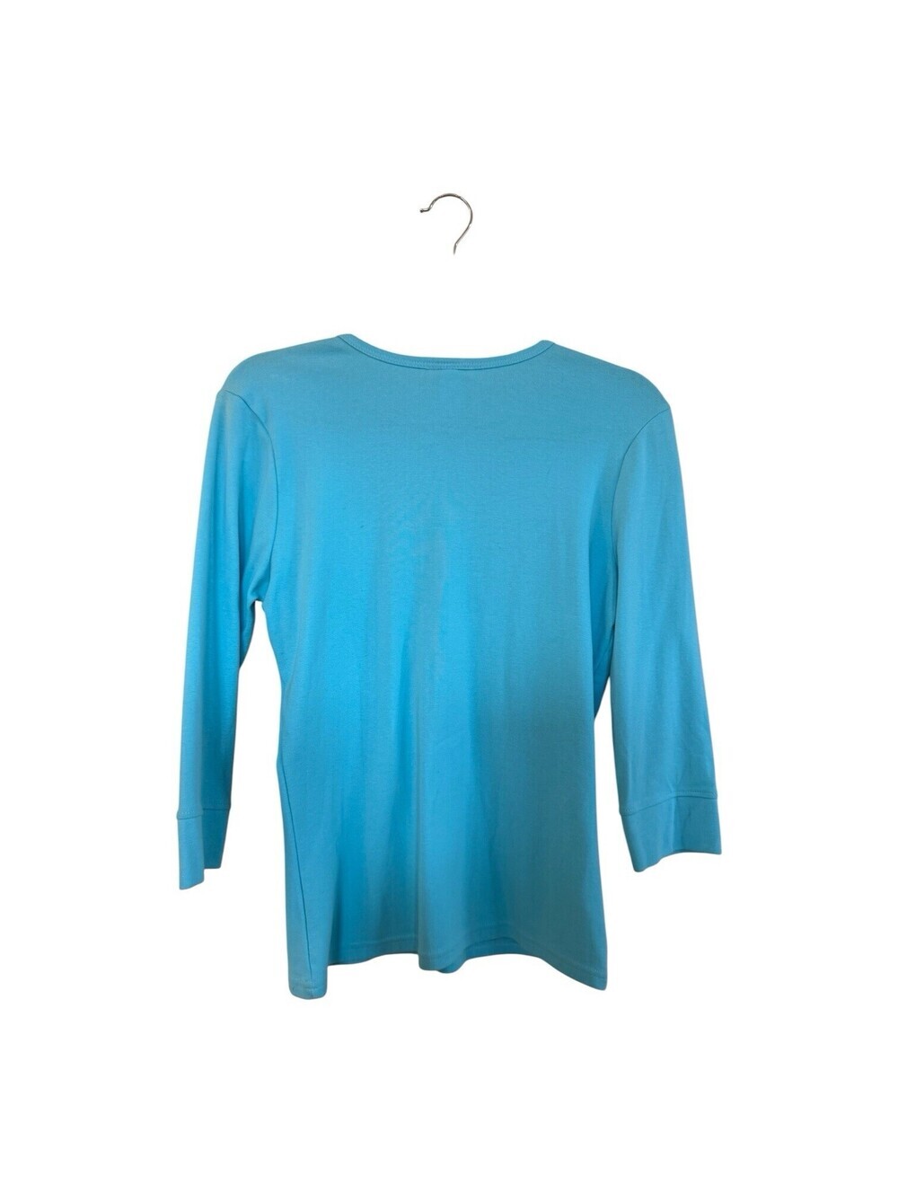 tasha polizzi turquoise three-quarter sleeve shirt with beads Sz.L - Picture 2 of 5